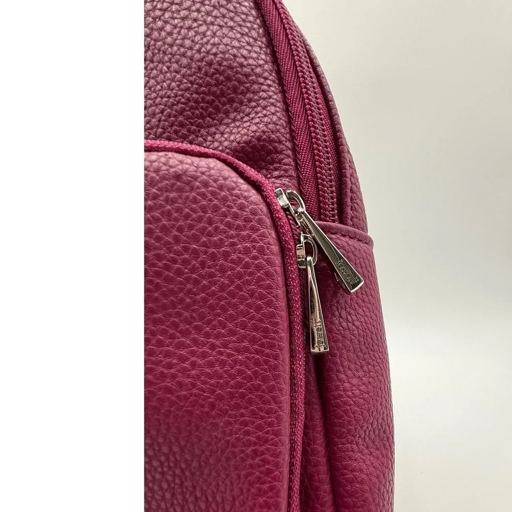 Jewell by Thirty-One Mini Backpack Berry Purple‎ Faux Leather Striped Strap